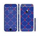 The Red & Blue Seamless Anchor Pattern Sectioned Skin Series for the Apple iPhone 6