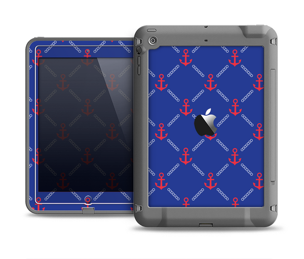 The Red & Blue Seamless Anchor Pattern Apple iPad Air LifeProof Fre Case Skin Set