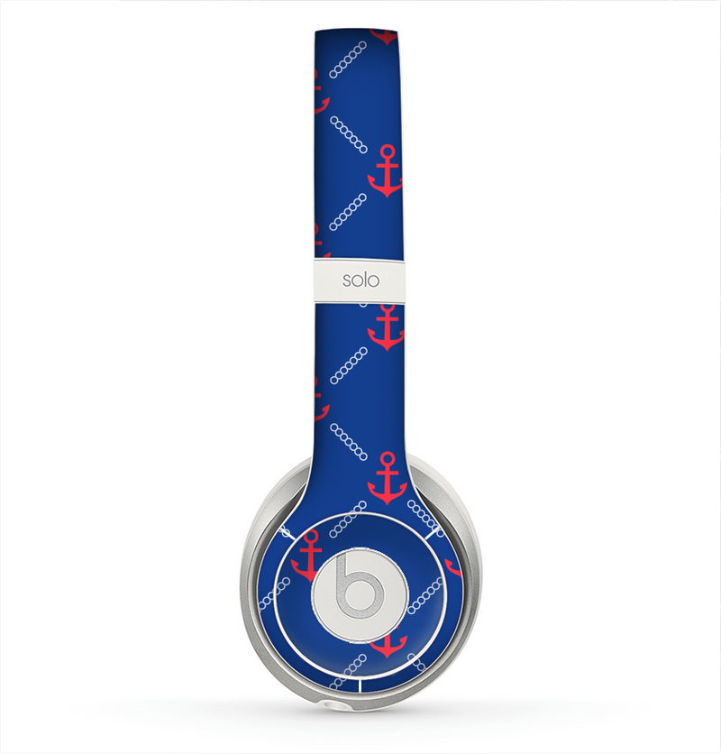 The Red & Blue Seamless Anchor Pattern Skin for the Beats by Dre Solo 2 Headphones