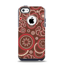 The Red & Brown Creative Flower Pattern Apple iPhone 5c Otterbox Commuter Case Skin Set