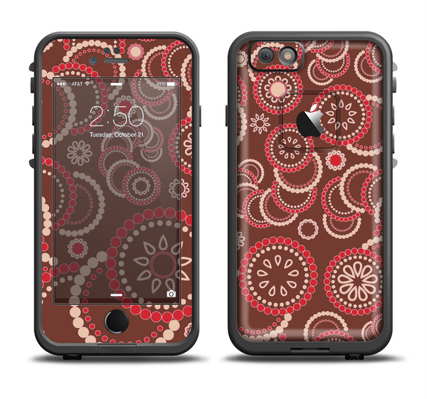 The Red & Brown Creative Flower Pattern Apple iPhone 6 LifeProof Fre Case Skin Set