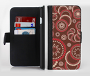 The Red & Brown Creative Flower Pattern Ink-Fuzed Leather Folding Wallet Credit-Card Case for the Apple iPhone 6/6s, 6/6s Plus, 5/5s and 5c