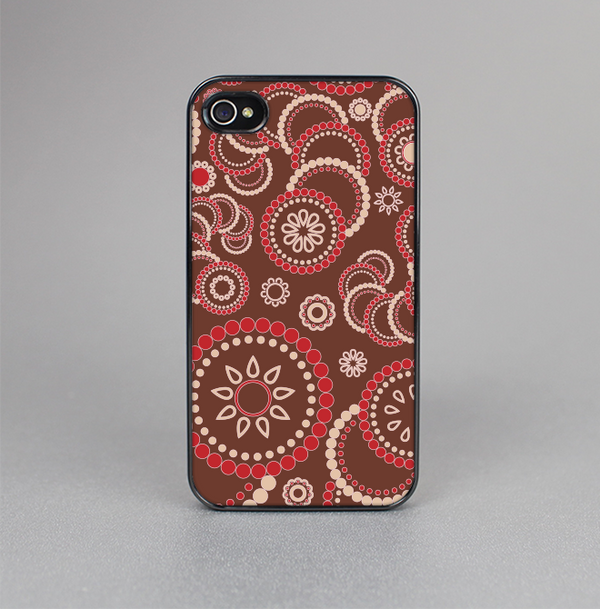 The Red & Brown Creative Flower Pattern Skin-Sert for the Apple iPhone 4-4s Skin-Sert Case