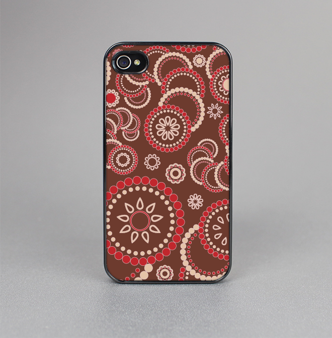 The Red & Brown Creative Flower Pattern Skin-Sert for the Apple iPhone 4-4s Skin-Sert Case