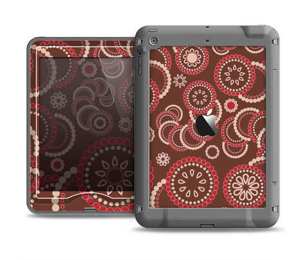 The Red & Brown Creative Flower Pattern Apple iPad Air LifeProof Nuud Case Skin Set