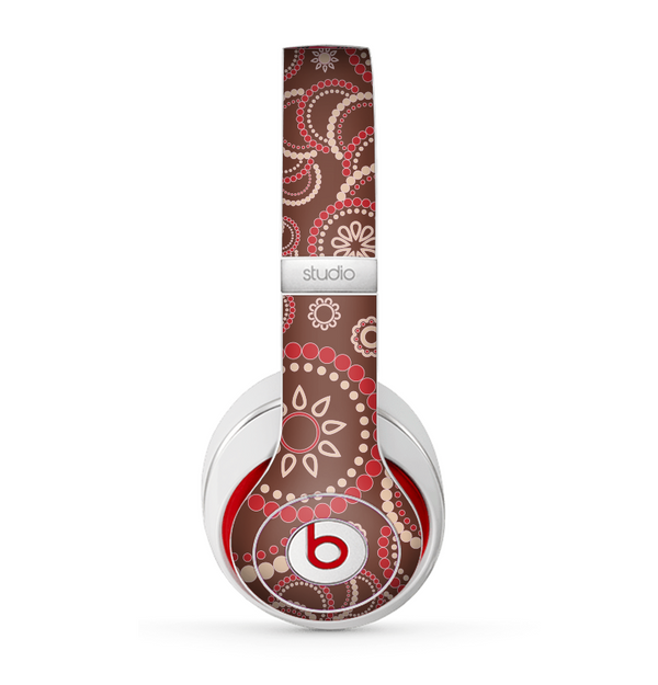 The Red & Brown Creative Flower Pattern Skin for the Beats by Dre Studio (2013+ Version) Headphones