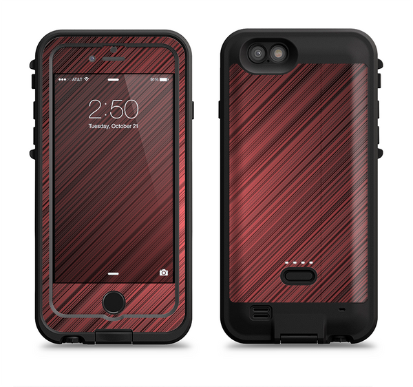 The Red Diagonal Thin HD Stripes Apple iPhone 6/6s LifeProof Fre POWER Case Skin Set