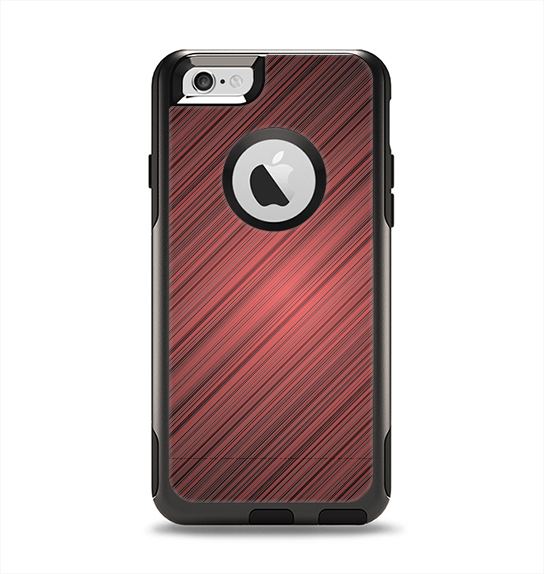 The Red Diagonal Thin HD Stripes Apple iPhone 6 Otterbox Commuter Case Skin Set