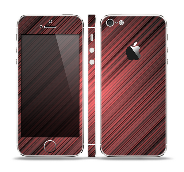 The Red Diagonal Thin HD Stripes Skin Set for the Apple iPhone 5