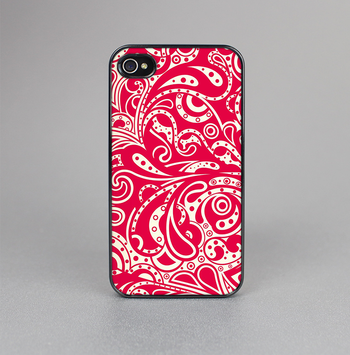 The Red Floral Paisley Pattern Skin-Sert for the Apple iPhone 4-4s Skin-Sert Case