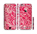 The Red Floral Paisley Pattern Sectioned Skin Series for the Apple iPhone 6s Plus