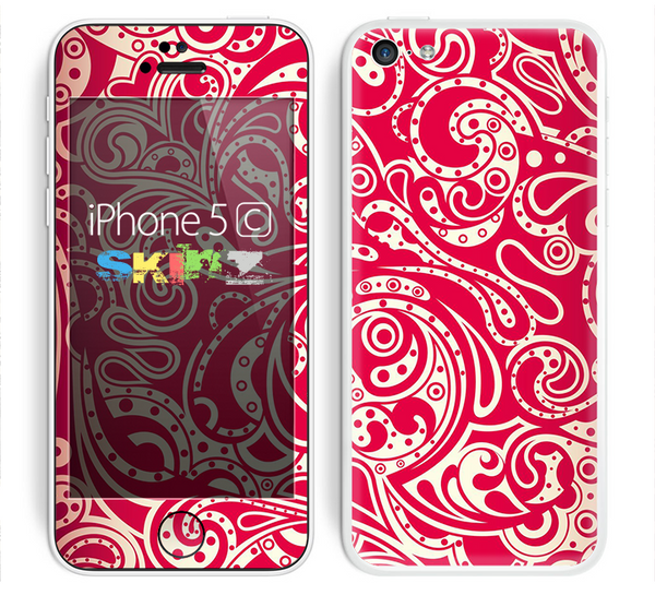 The Red Floral Paisley Pattern Skin for the Apple iPhone 5c
