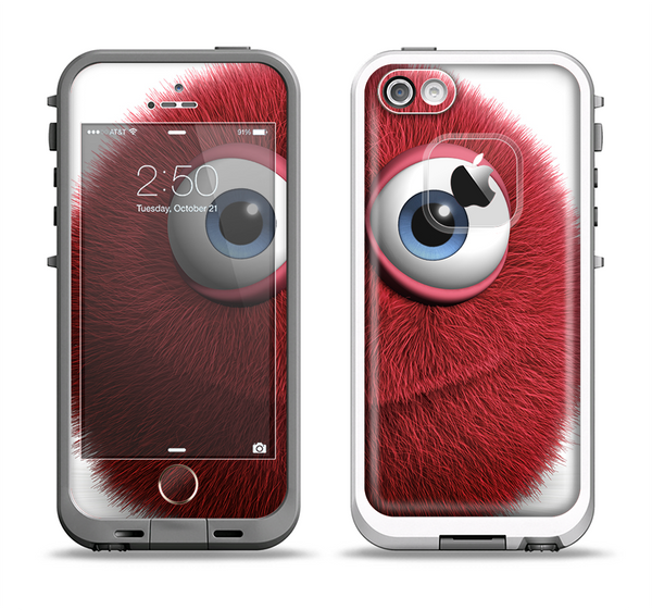 The Red Fuzzy Wuzzy Apple iPhone 5-5s LifeProof Fre Case Skin Set