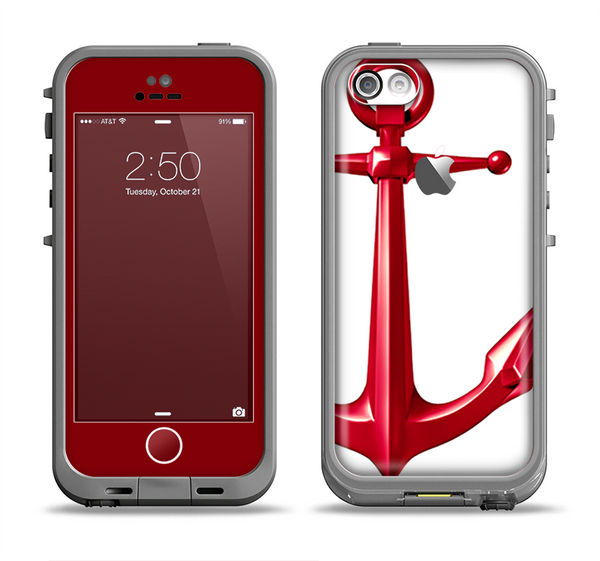 The Red Glossy Anchor Apple iPhone 5c LifeProof Fre Case Skin Set