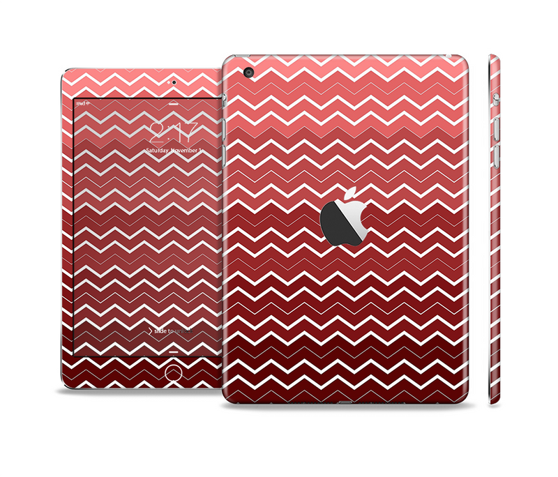 The Red Gradient Layered Chevron Skin Set for the Apple iPad Mini 4