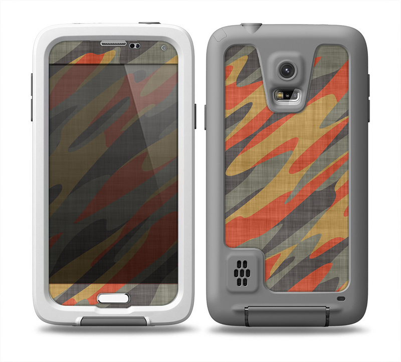 The Red, Green and Black Abstract Traditional Camouflage Skin for the Samsung Galaxy S5 frē LifeProof Case