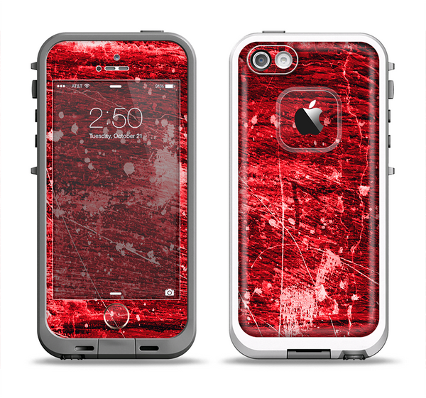 The Red Grunge Paint Splatter Apple iPhone 5-5s LifeProof Fre Case Skin Set
