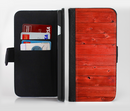 The Red Highlighted Wooden Planks Ink-Fuzed Leather Folding Wallet Credit-Card Case for the Apple iPhone 6/6s, 6/6s Plus, 5/5s and 5c