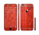 The Red Highlighted Wooden Planks Sectioned Skin Series for the Apple iPhone 6s Plus