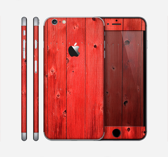 The Red Highlighted Wooden Planks Skin for the Apple iPhone 6 Plus