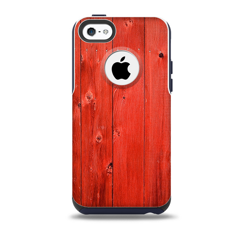 The Red Highlighted Wooden Planks Skin for the iPhone 5c OtterBox Commuter Case