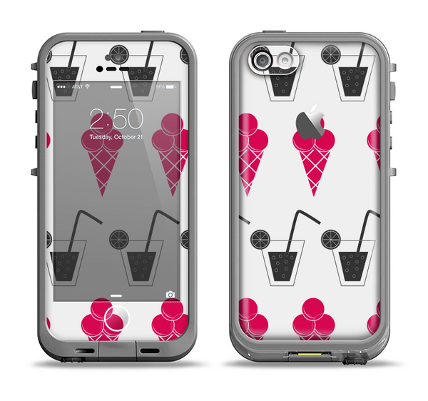 The Red Icecream and Drink Icon Collage Apple iPhone 5c LifeProof Fre Case Skin Set