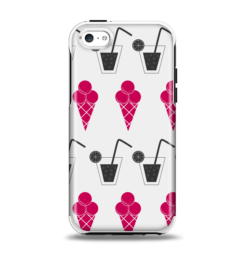 The Red Icecream and Drink Icon Collage Apple iPhone 5c Otterbox Symmetry Case Skin Set