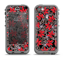 The Red Icon Flowers on Dark Swirl Apple iPhone 5c LifeProof Nuud Case Skin Set
