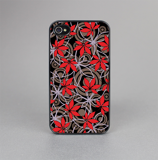 The Red Icon Flowers on Dark Swirl Skin-Sert for the Apple iPhone 4-4s Skin-Sert Case