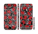 The Red Icon Flowers on Dark Swirl Sectioned Skin Series for the Apple iPhone 6s Plus