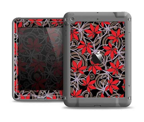 The Red Icon Flowers on Dark Swirl Apple iPad Air LifeProof Fre Case Skin Set