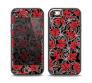 The Red Icon Flowers on Dark Swirl Skin Set for the iPhone 5-5s Skech Glow Case