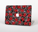 The Red Icon Flowers on Dark Swirl Skin for the Apple MacBook Pro Retina 15"