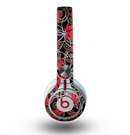 The Red Icon Flowers on Dark Swirl Skin for the Beats by Dre Mixr Headphones