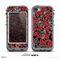 The Red Icon Flowers on Dark Swirl Skin for the iPhone 5c nüüd LifeProof Case