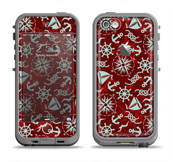 The Red Nautica Collage Apple iPhone 5c LifeProof Fre Case Skin Set