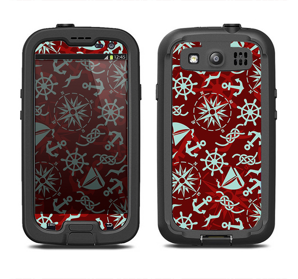 The Red Nautica Collage Samsung Galaxy S3 LifeProof Fre Case Skin Set
