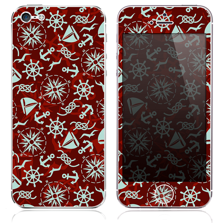 The Red Nautica Collage Skin for the iPhone 3, 4-4s, 5-5s or 5c