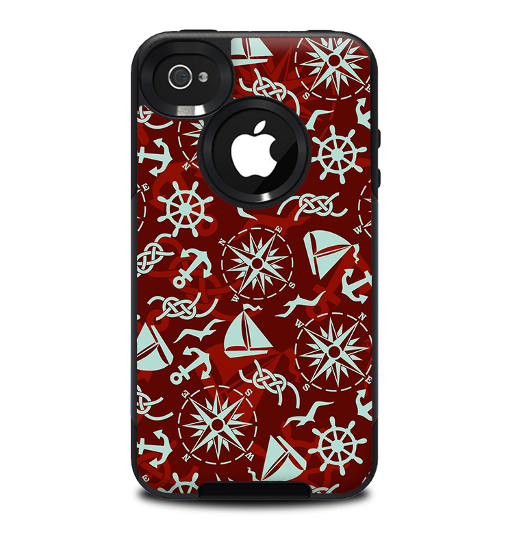 The Red Nautica Collage Skin for the iPhone 4-4s OtterBox Commuter Case