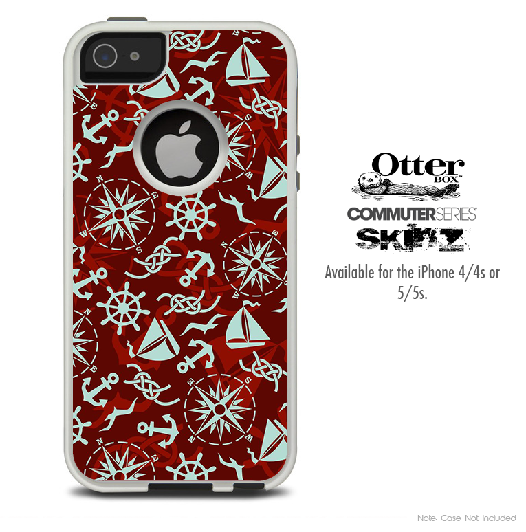 The Red Nautical Skin For The iPhone 4-4s or 5-5s Otterbox Commuter Case