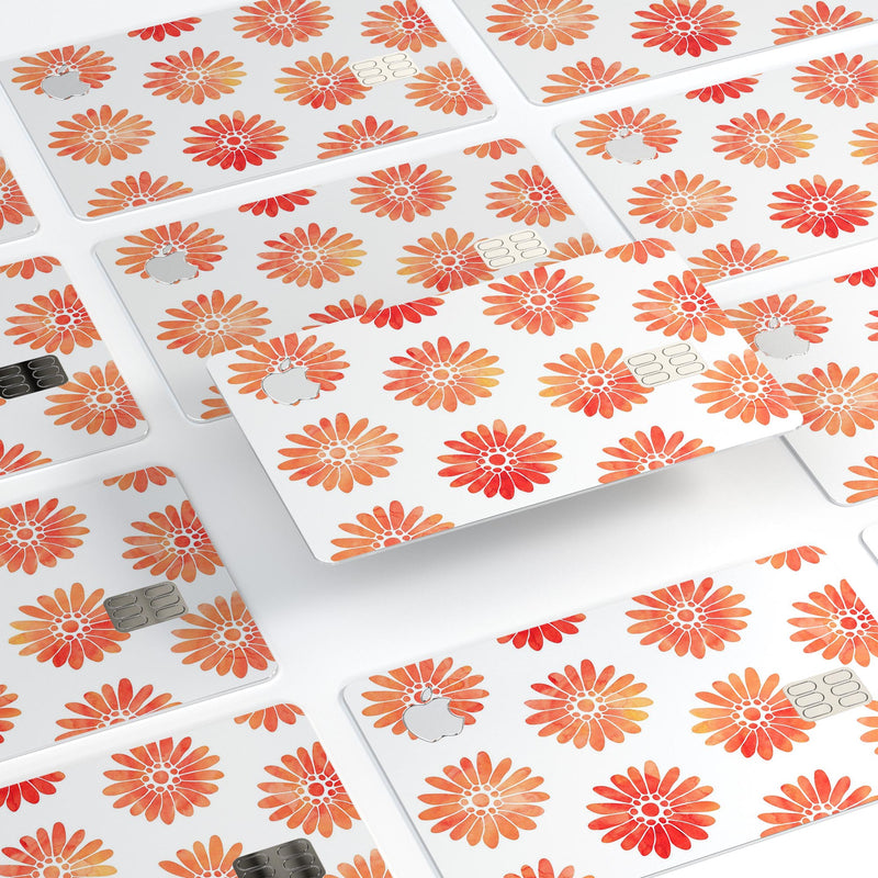 The Red Orange Watercolor Daisies  - Premium Protective Decal Skin-Kit for the Apple Credit Card