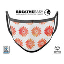The Red Orange Watercolor Daisies  - Made in USA Mouth Cover Unisex Anti-Dust Cotton Blend Reusable & Washable Face Mask with Adjustable Sizing for Adult or Child