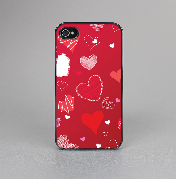 The Red Sketched Love Hearts Illustrastion Skin-Sert for the Apple iPhone 4-4s Skin-Sert Case