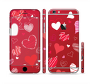 The Red Sketched Love Hearts Illustrastion Sectioned Skin Series for the Apple iPhone 6s Plus