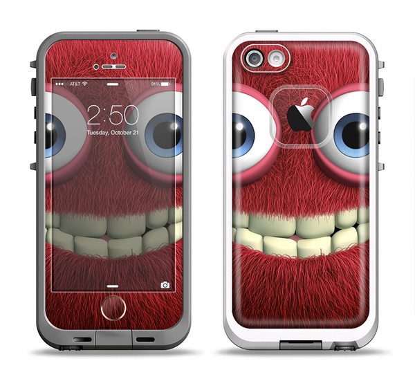 The Red Smiling Fuzzy Wuzzy Apple iPhone 5-5s LifeProof Fre Case Skin Set