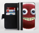 The Red Smiling Fuzzy Wuzzy Ink-Fuzed Leather Folding Wallet Credit-Card Case for the Apple iPhone 6/6s, 6/6s Plus, 5/5s and 5c