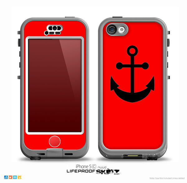 The Red & Solid Black Anchor Silhouette Skin for the iPhone 5c nüüd LifeProof Case