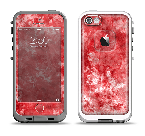 The Red Splotted Paint Texture Apple iPhone 5-5s LifeProof Fre Case Skin Set