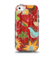 The Red Striped Vector Floral Design Apple iPhone 5c Otterbox Symmetry Case Skin Set