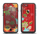 The Red Striped Vector Floral Design Apple iPhone 6/6s LifeProof Fre Case Skin Set